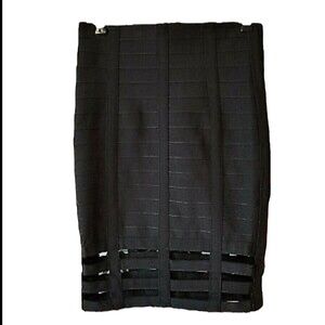 Forever 21 Black Open Mesh Stretch BodyCon Ribbed Skirt Zipper Size M